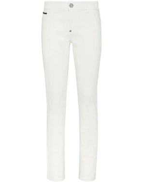 Philipp Plein Vaqueros Skinny Con Parche Del Logo - Blanco