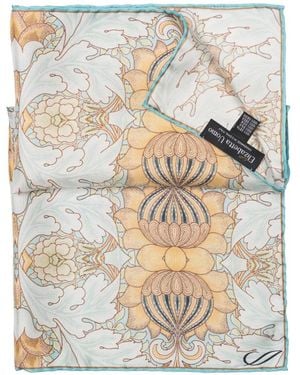 Elizabetta Londra Floral-Print Silk Pocket Square - White