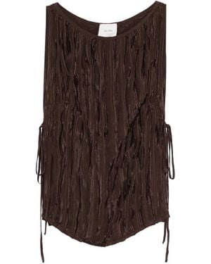 Alysi Tie-Detail Pleated Top - Brown