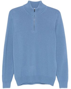 Drumohr Half-zip Merino Wool Sweater - ブルー