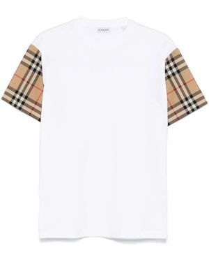 Burberry Check Cotton T-Shirt - White