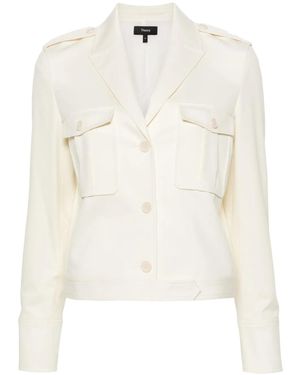 Theory Peak-Lapels Cropped Jacket - White