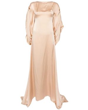 Dunesi Paola Draped-Sleeve Gown - Natural
