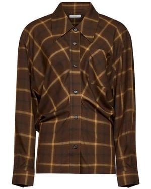 Co. Plaid Draped Shirt - Brown