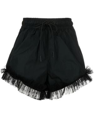 RED Valentino Ruffle-Trim Shorts - Black