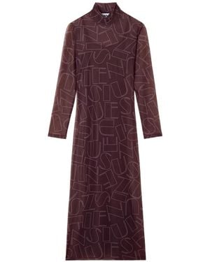 Sunnei Long-Sleeve Sheer Midi Dress - Purple