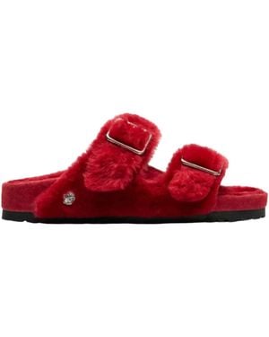 Birkenstock 1774 Arizona Shearling Sandals - Red