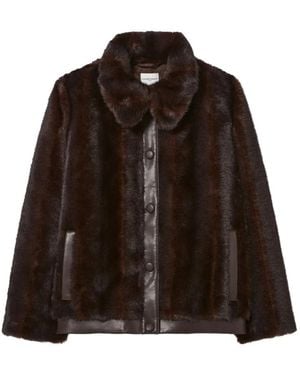 Claudie Pierlot Mantel Aus Faux Fur Mit Besatz - Braun