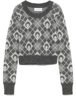 Marine Serre Moon Argyle-Knit Jumper - Grey