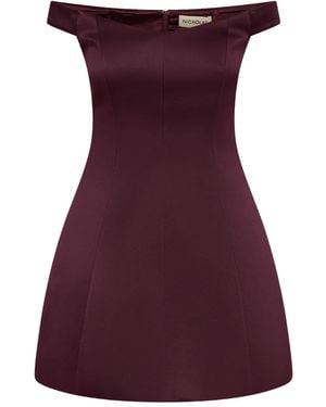 Nicholas Lilly Seamed Off-Shoulder Mini Dress - Purple