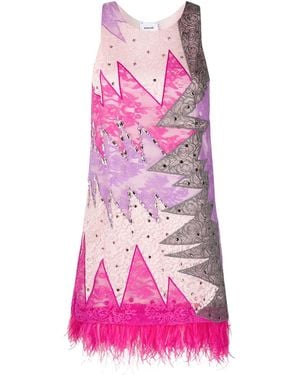 PUCCI X Koché Feather-Embellished Lace Dress - Pink