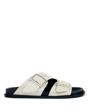 Alohas Alba Buckle Strap Slides - White