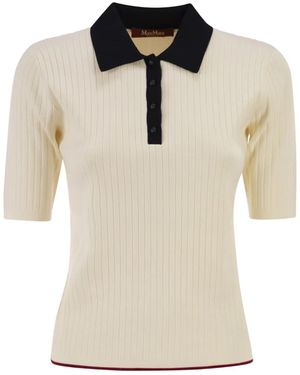 Max Mara Ribbed Polo Top - White