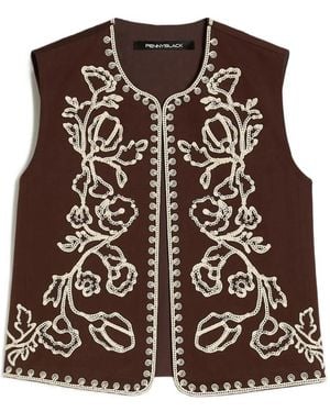 Pennyblack Embroidered Sleeveless Gilet - Brown