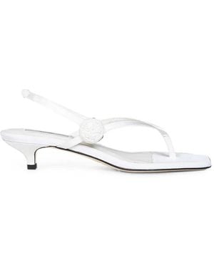 TOTEME Crochet-Appliqué Thong Sandals - White