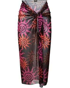 f**k woman Graphic-Print Sarong - Red