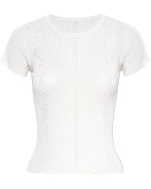 RTA Crew-Neck Knitted Silk Top - White