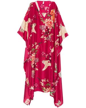 Dolci Follie Floral-Print Maxi Kaftan - Red