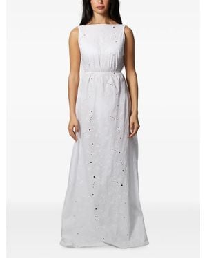Kiki de Montparnasse Broderie-Anglaise Backless Maxi Dress - Grey