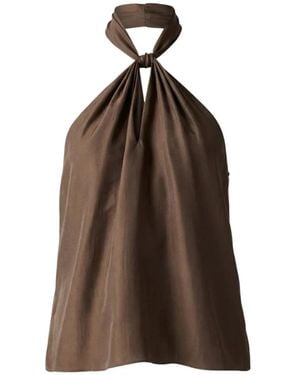 Toccin Everlee Knotted Halterneck Blouse - Brown