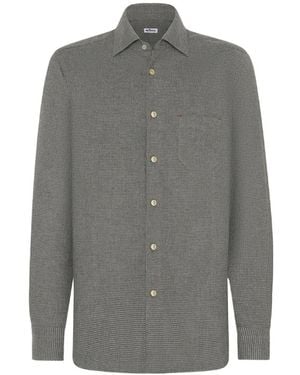 Kiton Nerano Flanellhemd Mit Hahnentrittmuster - Grau