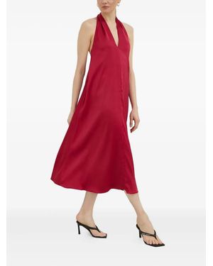 Samsøe & Samsøe Halterneck V-Neck Midi Dress - Red