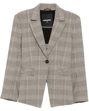 Patrizia Pepe Cut-Out Plaid Blazer - Grey