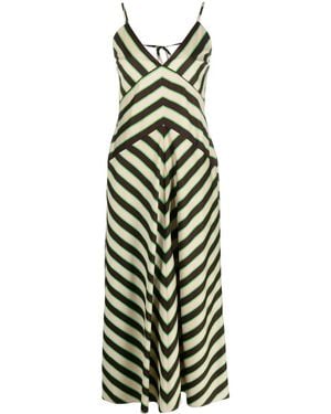 MSGM Chevron-Print Rear-Tie Dress - White