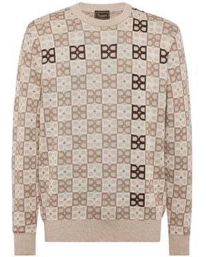 Billionaire Monogram-Jacquard Sweater - White