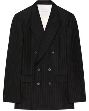 Givenchy Doppelreihige Jacke Aus Gestreifter Wolle - Schwarz