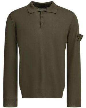 Stone Island Logo-Patch Polo-Collar Jumper - Green