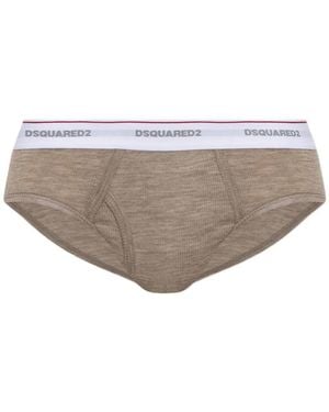 DSquared² Logo-Waistband Wool Briefs - Gray
