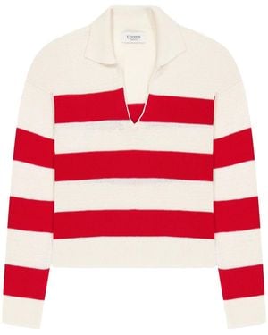 Laneus Knitted Long-Sleeve Polo - Red