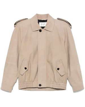 Saint Laurent Bomberjacke Aus Wildleder - Natur