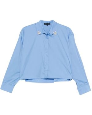 Maje Blouse Met Broche Detail - Blauw