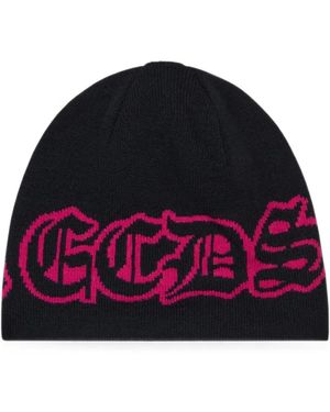 Gcds Gothic Logo-Intarsia Beanie Hat - Red