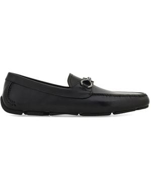 Ferragamo Gancini Ornament Driver Loafers - Black