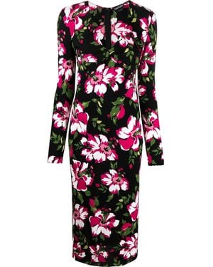 Tom Ford Floral-Print Mid-Length Dress - White