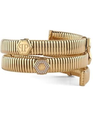 Philipp Plein Snake Hexagon Crystal-Embellished Bracelet - Metallic