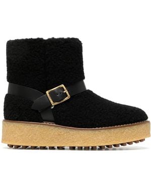 Tod's Platform Shearling Ankle Boots - Black