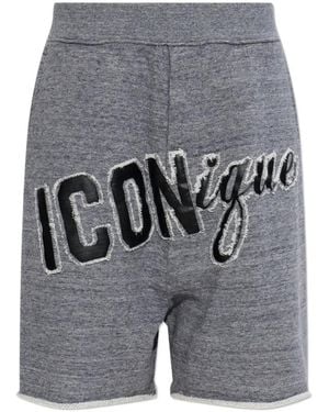 DSquared² Appliqué Frayed Shorts - Grey