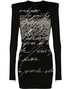 Balmain Short Dress With Love Letter Embroidery - Black