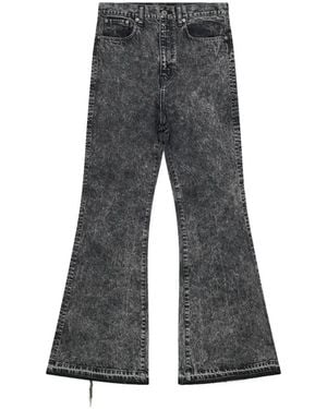 Junya Watanabe Acid-Wash Frayed-Hem Jeans - Grey