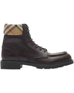 Burberry Combat Rogue Leather Boots - Brown