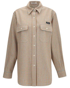 Miu Miu Camisa Con Motivo Pied De Poule - Neutro