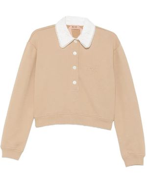 N°21 Lace-Collar Embroidered Sweatshirt - Natural