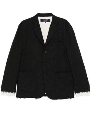 Comme des Garçons Single-Breasted Frayed-Edge Blazer - Black