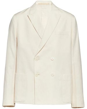 Prada Double-Breasted Cotton Jacket - Natural