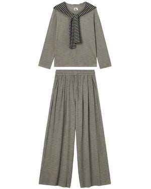 B+ AB Drawstring Wide-Leg Tracksuit Set - Grey