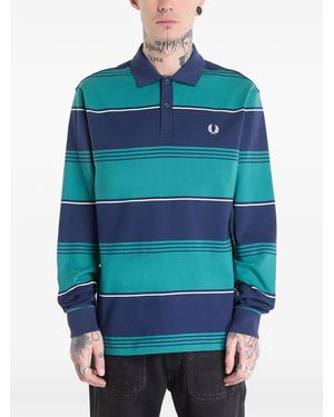 Fred Perry Striped Polo Shirt - Blue